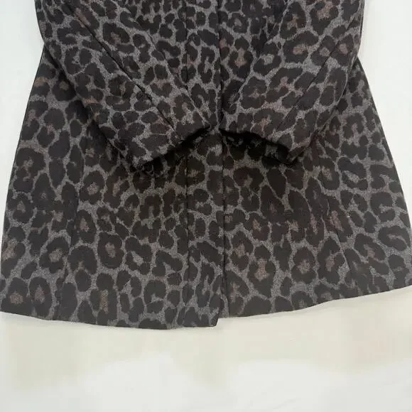 Betsey Johnson Wool Blend Coat Leopard Print Bow Neckline XS Glam - Picture 7 of 12